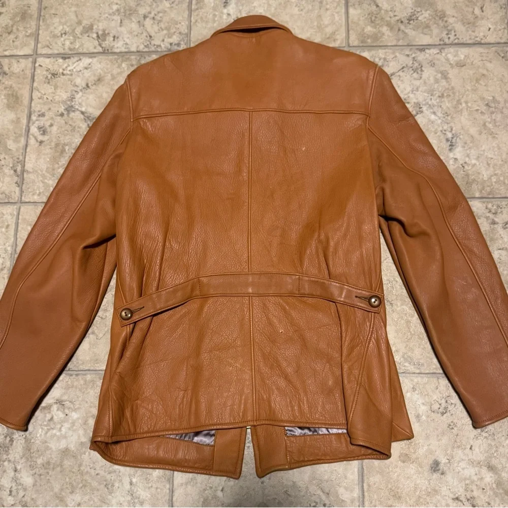 Vintage Genuine Deerskin Leather Coat Custom Made Brown Quilted Western Jacket
